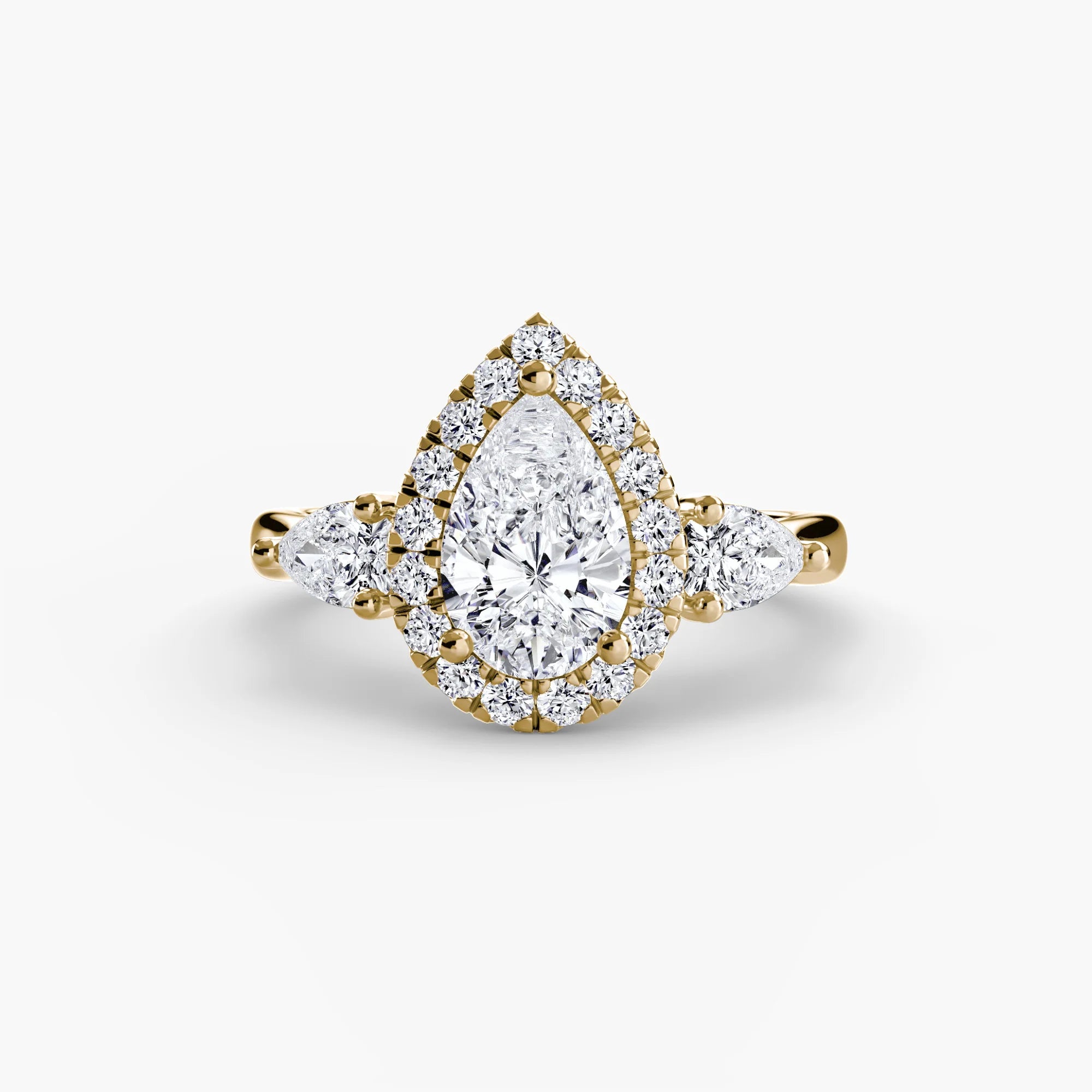 2.52 carat Pear Lab Diamond ring set in 9k Yellow Gold D VS1. Fully IGI Certified.