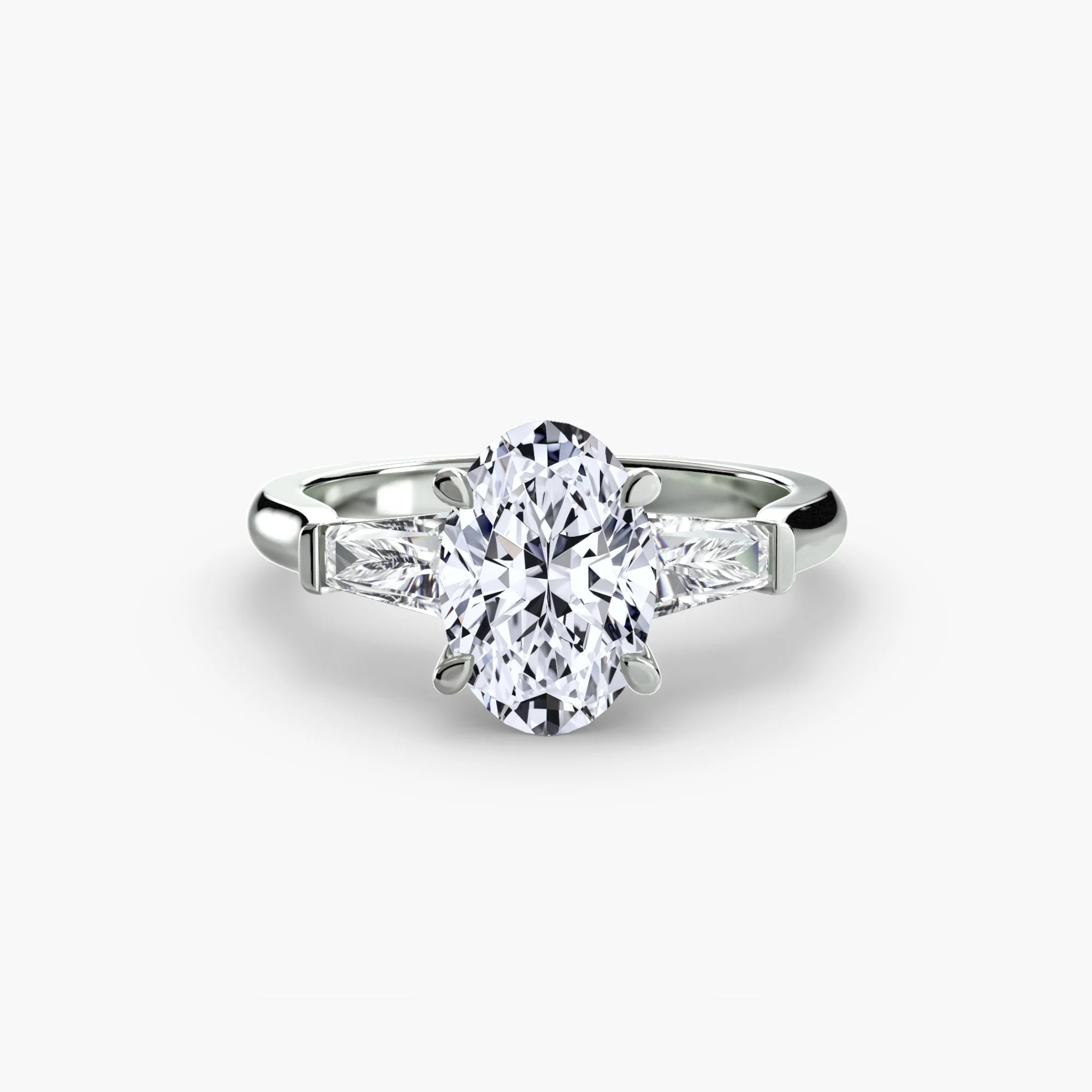 3.20 carat Oval Lab Diamond ring set in 9k White Gold D VS1. Fully IGI Certified.