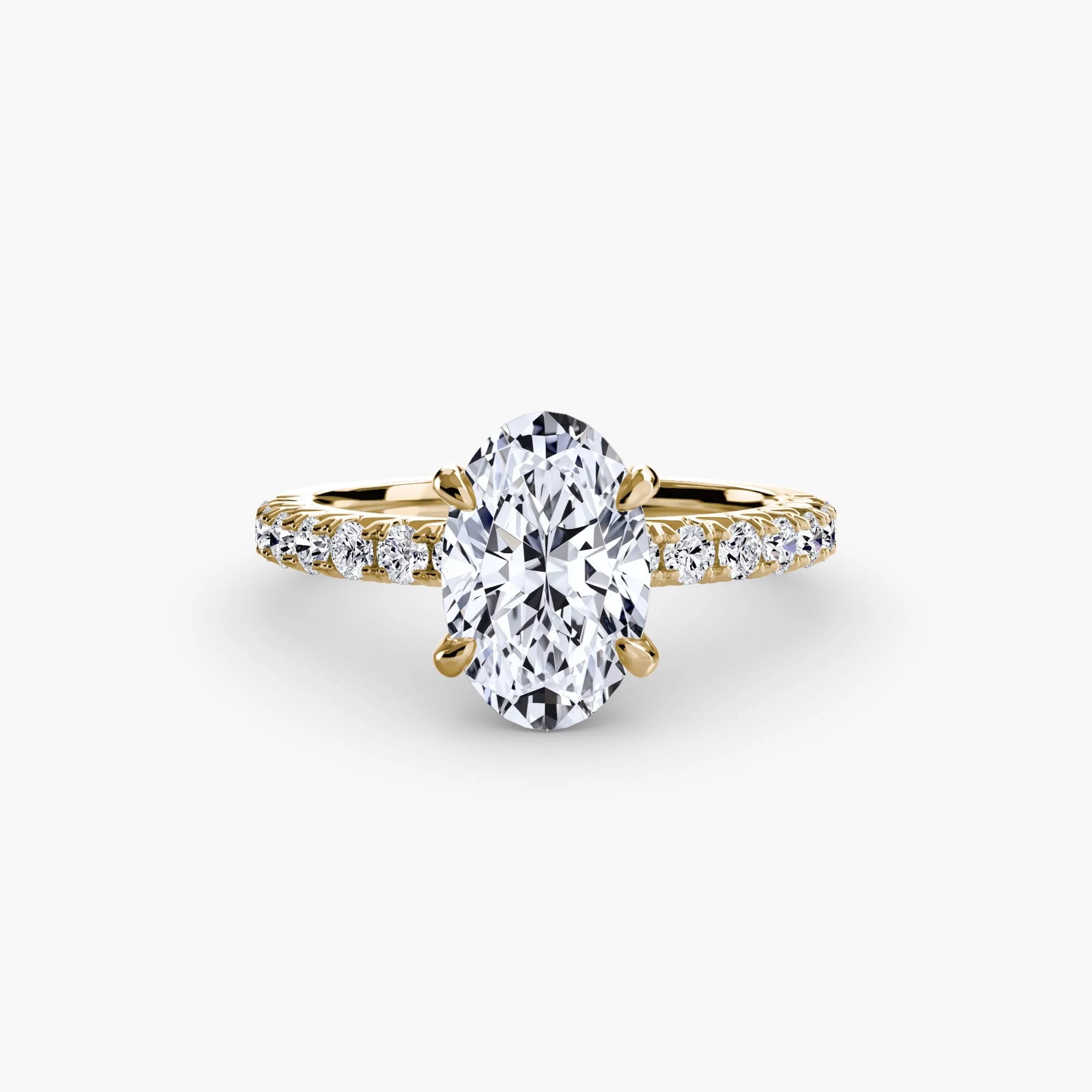 3.42 Carat Oval Lab Diamond ring set in 14k Yellow Gold D VS1. Fully IGI Certified.
