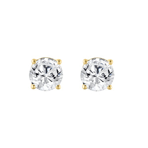 4-Prong Basket Round Brilliant Lab Grown Diamond Stud Earrings 3 ct Yellow Gold angle view