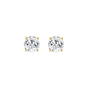4-Prong Basket Round Brilliant Lab Grown Diamond Stud Earrings 0.5 ct Yellow Gold angle view