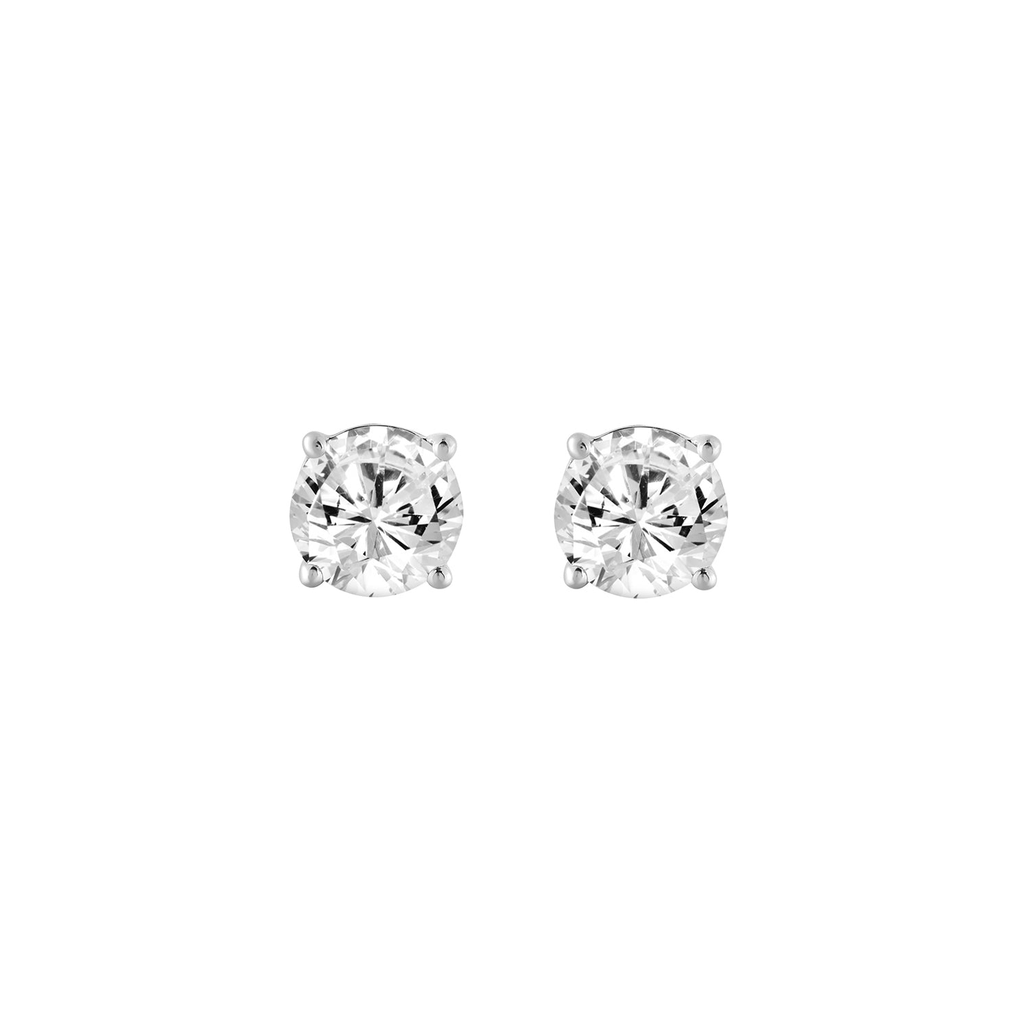 4-Prong Basket Round Brilliant Lab Grown Diamond Stud Earrings 1.5 ct White Gold angle view