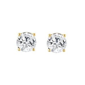 4-Prong Basket Round Brilliant Lab Grown Diamond Stud Earrings 1.5 ct Yellow Gold angle view
