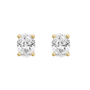 4-Prong Basket Oval Lab Grown Diamond Stud Earrings 1.5 ct Yellow Gold angle view