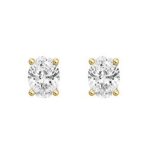 4-Prong Basket Oval Lab Grown Diamond Stud Earrings 2 ct Yellow Gold angle view
