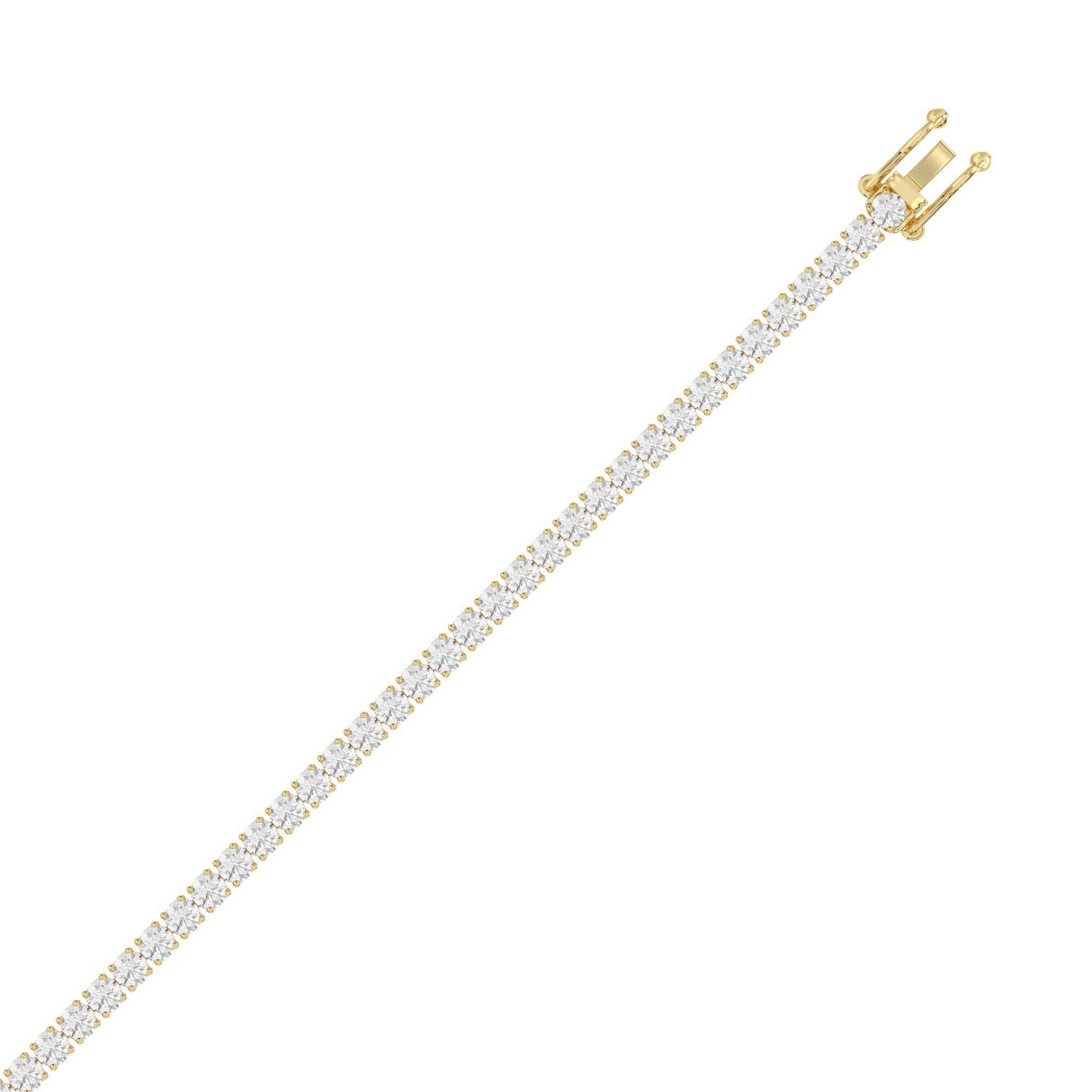 Classic 4 Prong Lab Grown Diamond Tennis Bracelet approx. 5 ct Yellow Gold down view