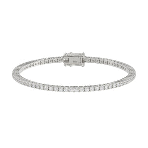 Classic 4 Prong Lab Grown Diamond Tennis Bracelet approx. 3 ct White Gold angle view
