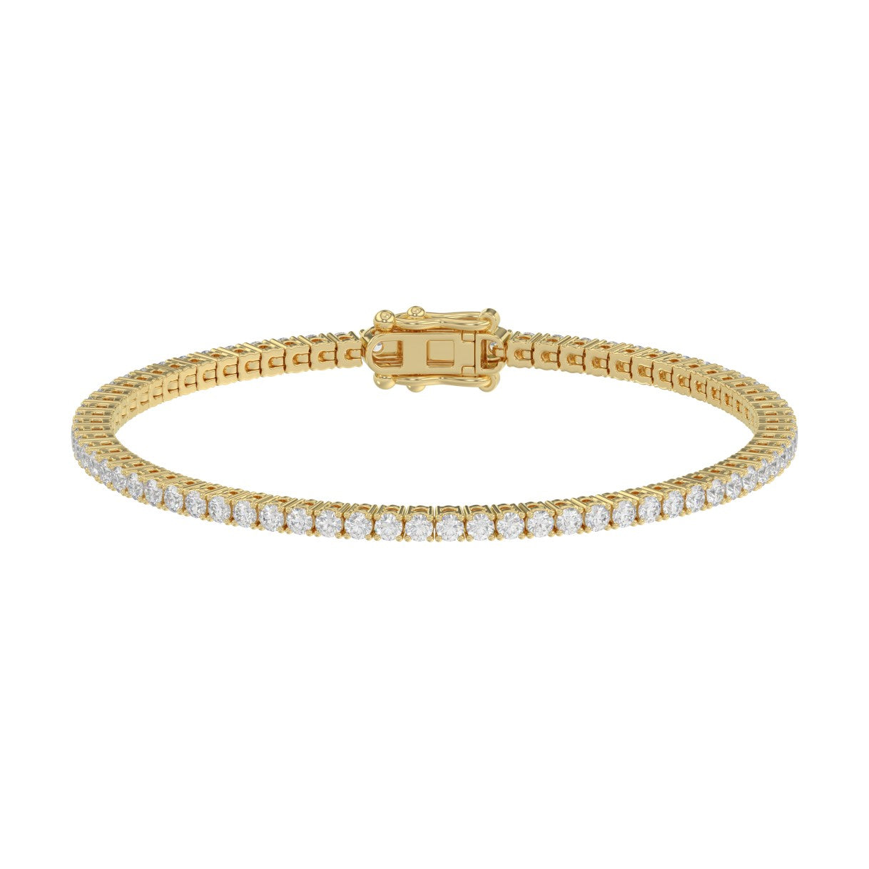Classic 4 Prong Lab Grown Diamond Tennis Bracelet approx. 3 ct Yellow Gold angle view