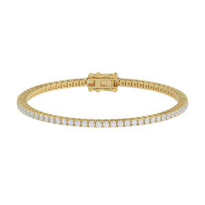 Classic 4 Prong Lab Grown Diamond Tennis Bracelet approx. 3 ct Yellow Gold angle view