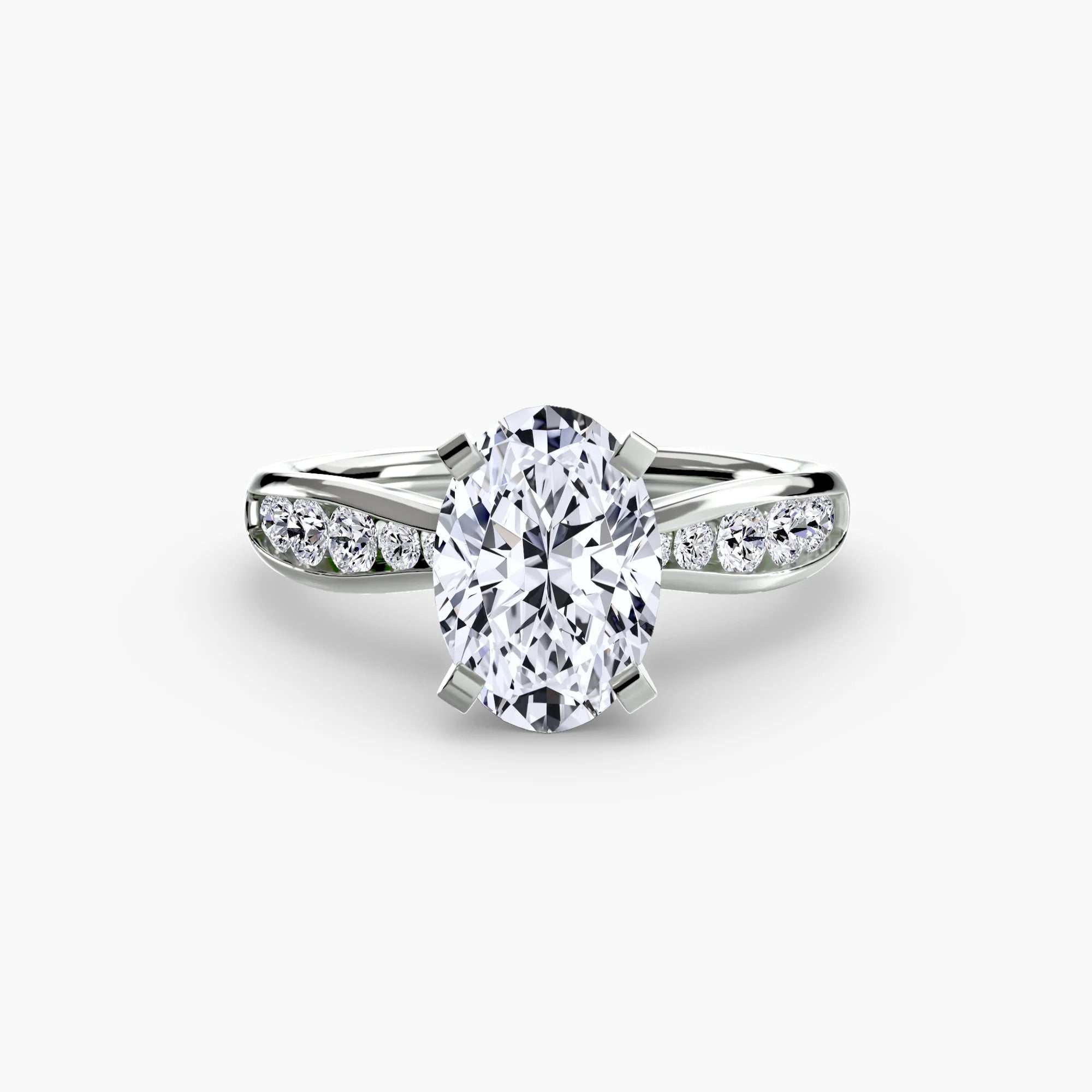 Oval 3.00ct Camellia Lab Diamond Ring D VS1 Platinum IGI Certified