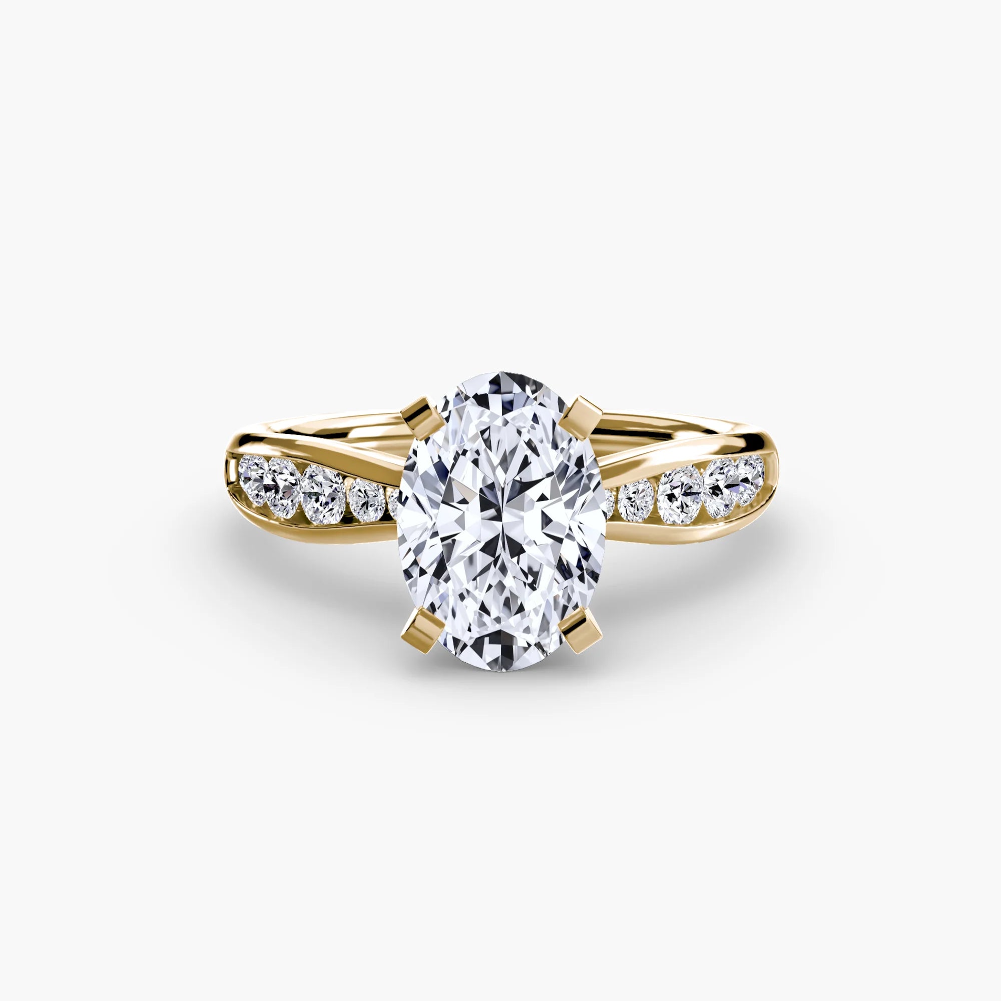 Oval 3.00ct Camellia Lab Diamond Ring D VS1 18k Yellow Gold IGI Certified