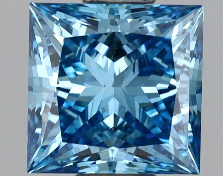 1.11ct Princess Lab Grown Diamond (Colour Fancy Vivid Blue, Clarity VS1, IGI Certified)