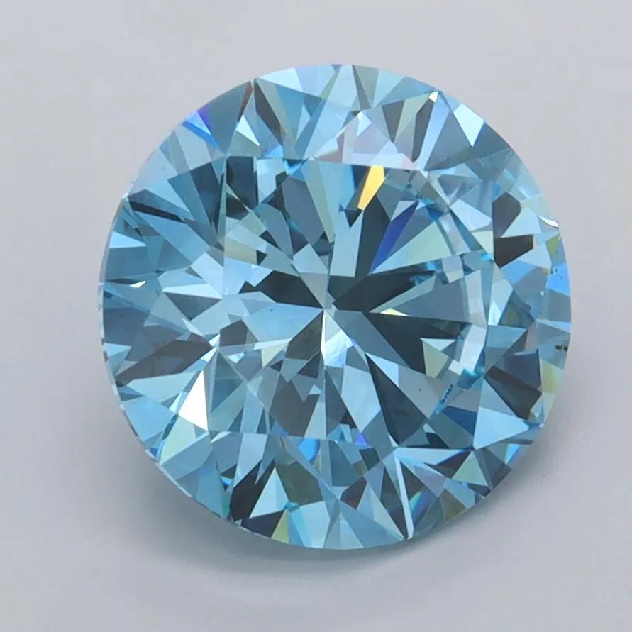 3.00ct Round Lab Grown Diamond (Colour Fancy Vivid Blue, Clarity VS1, Cut EX, IGI Certified)