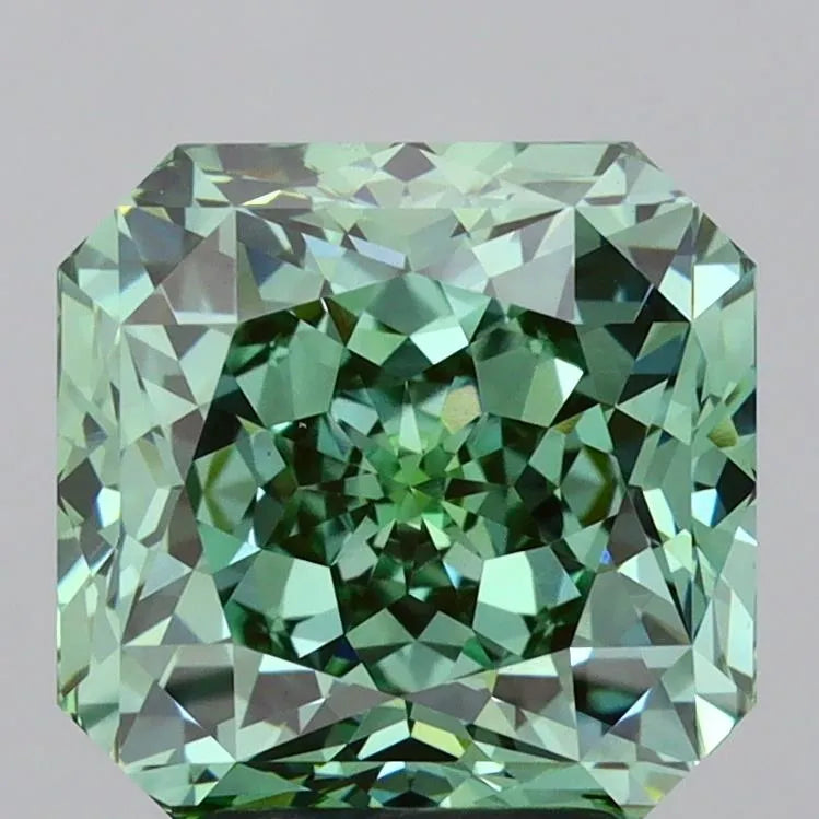 4.04ct Square radiant Lab Grown Diamond (Colour Fancy Vivid Green, Clarity VVS2, IGI Certified)