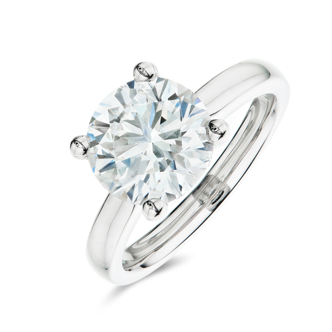 Round Hidden Halo 4.08ct E VS1 Diamond Engagement Ring | Platinum | IGI Certified