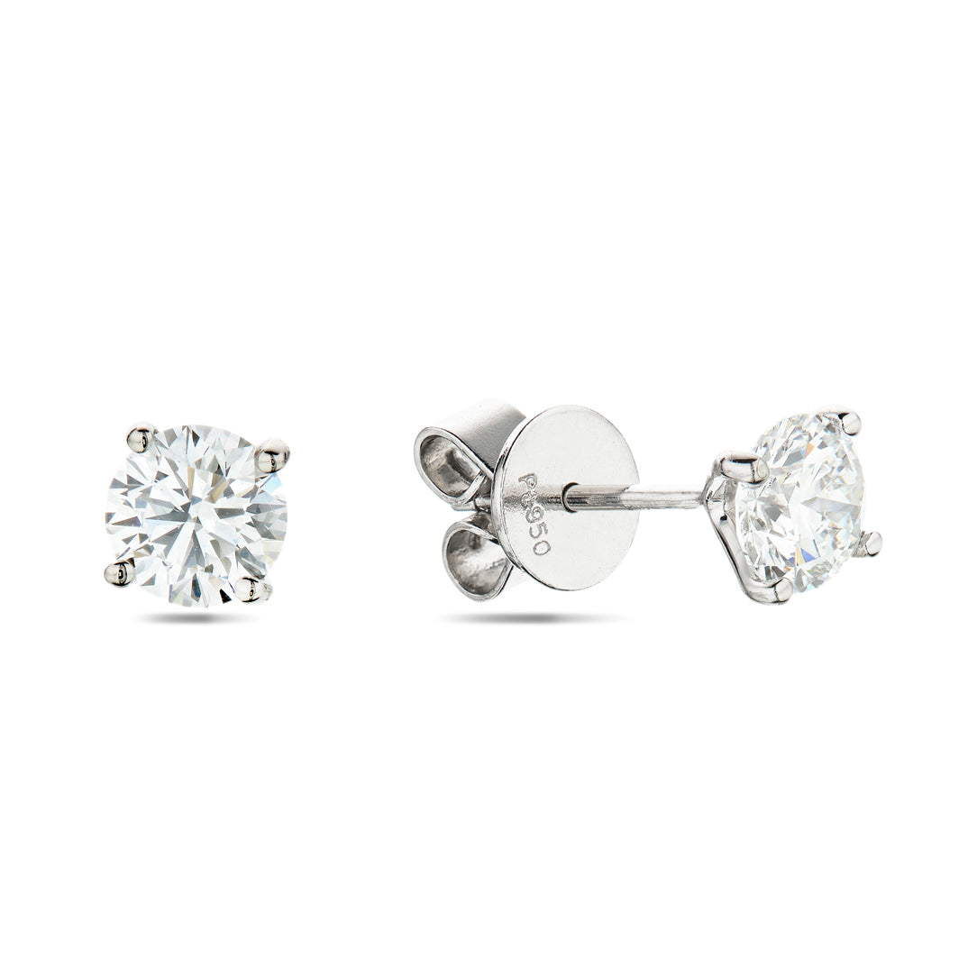 Round Diamond Studs Total 1.40ct D/E VS | Platinum | IGI Certified
