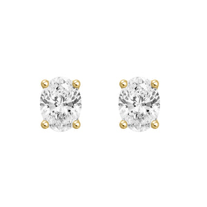 4-Prong Basket Oval Lab Grown Diamond Stud Earrings 1 ct Yellow Gold angle view