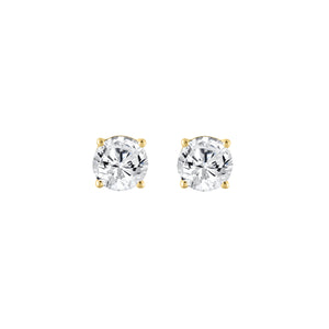 4-Prong Basket Round Brilliant Lab Grown Diamond Stud Earrings 0.25 ct Yellow Gold angle view