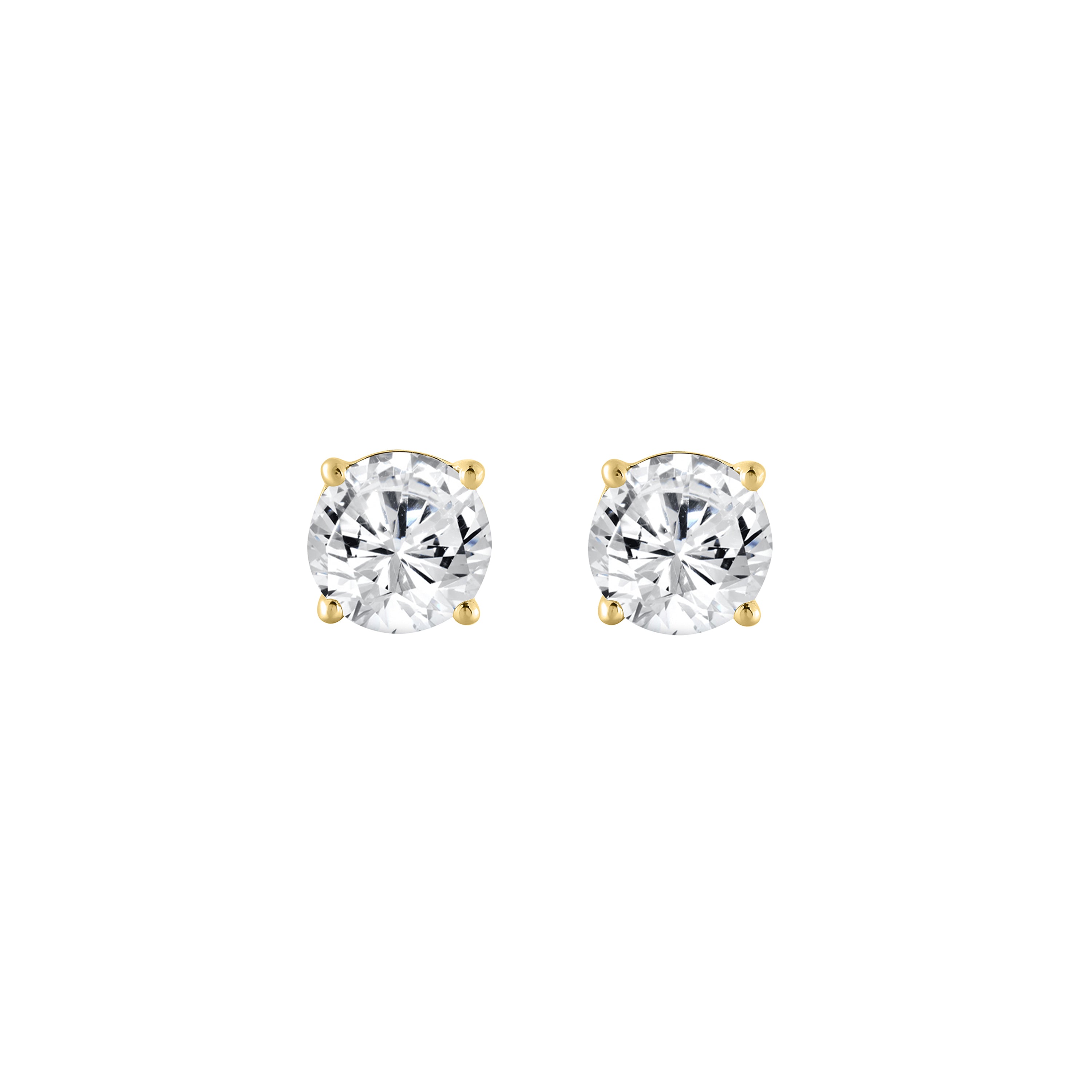 4-Prong Basket Round Brilliant Lab Grown Diamond Stud Earrings 0.25 ct Yellow Gold angle view
