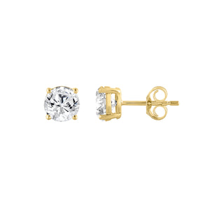 4-Prong Basket Round Brilliant Lab Grown Diamond Stud Earrings 0.25 ct Yellow Gold down view