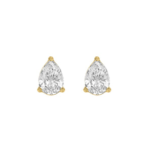 3-Prong Basket Pear Lab Grown Diamond Stud Earrings 0.5 ct Yellow Gold angle view