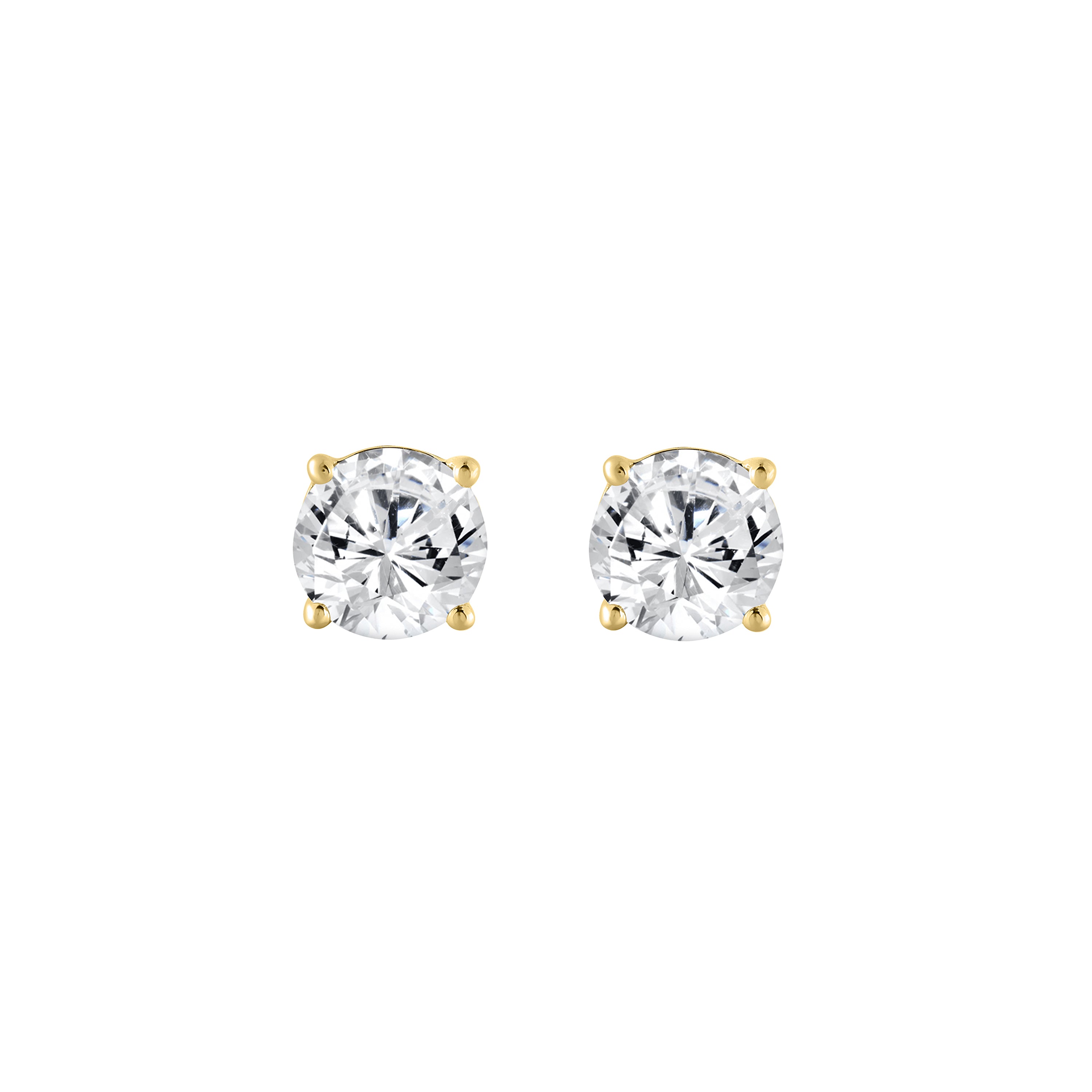 4-Prong Basket Round Brilliant Lab Grown Diamond Stud Earrings 0.5 ct Yellow Gold angle view