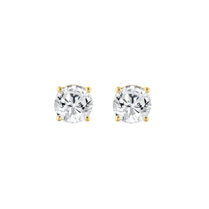 4-Prong Basket Round Brilliant Lab Grown Diamond Stud Earrings 1 ct Yellow Gold angle view