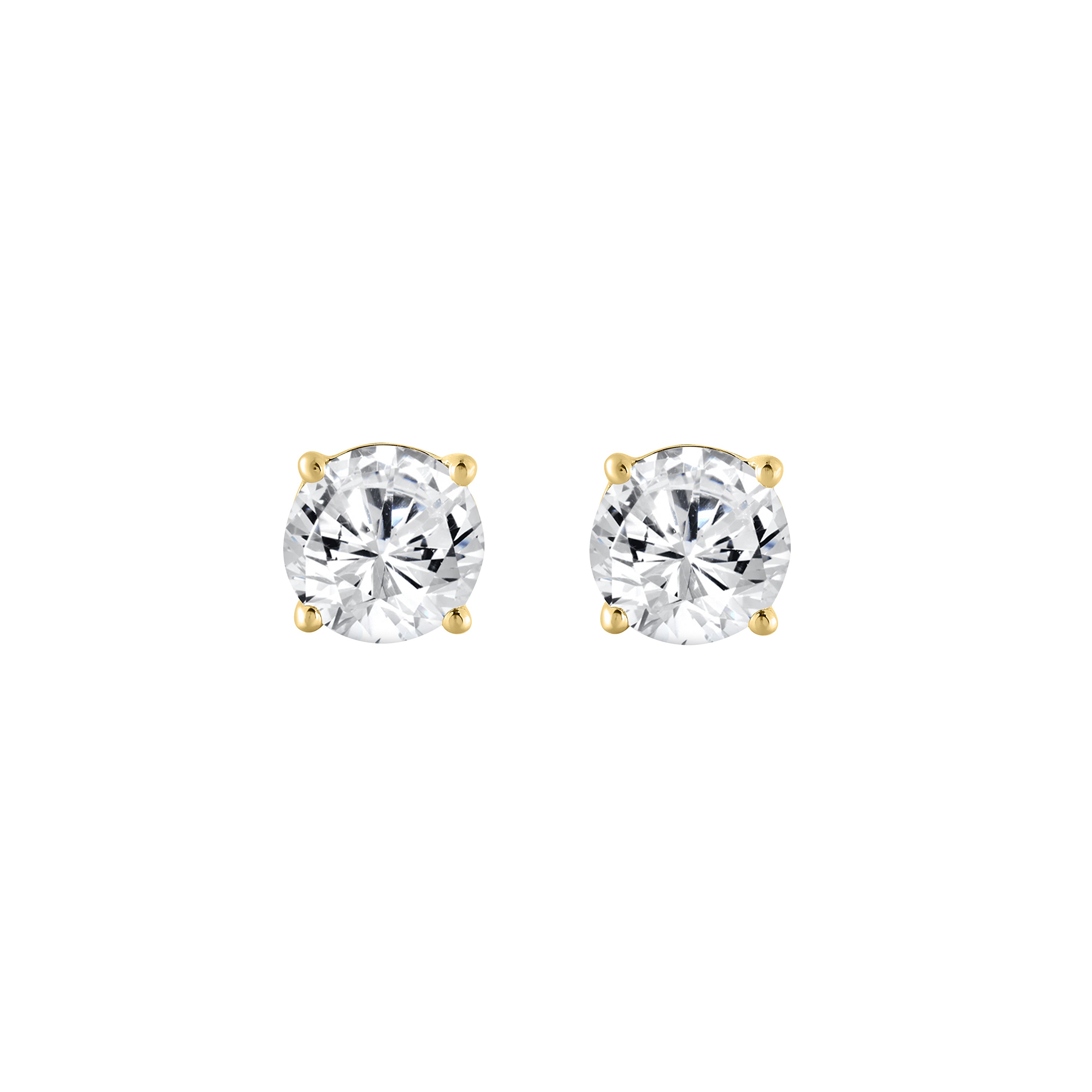 4-Prong Basket Round Brilliant Lab Grown Diamond Stud Earrings 1 ct Yellow Gold angle view