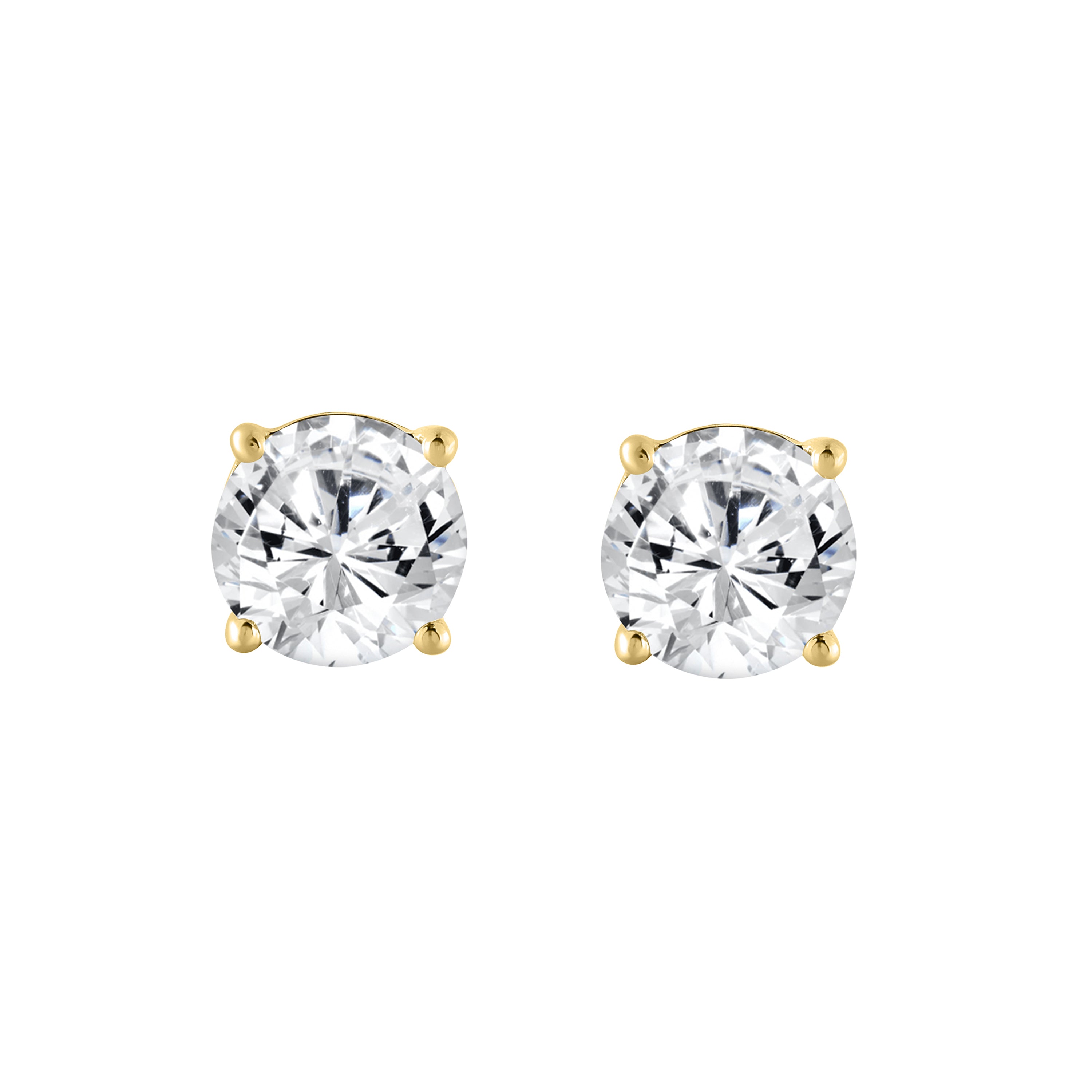 4-Prong Basket Round Brilliant Lab Grown Diamond Stud Earrings 1.5 ct Yellow Gold angle view