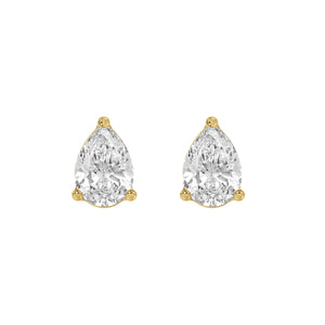 3-Prong Basket Pear Lab Grown Diamond Stud Earrings 1.5 ct Yellow Gold angle view
