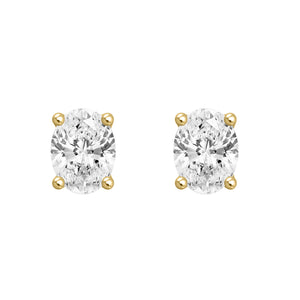 4-Prong Basket Oval Lab Grown Diamond Stud Earrings 3 ct Yellow Gold angle view