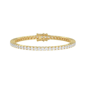 Classic 4 Prong Lab Grown Diamond Tennis Bracelet approx. 5 ct Yellow Gold angle view