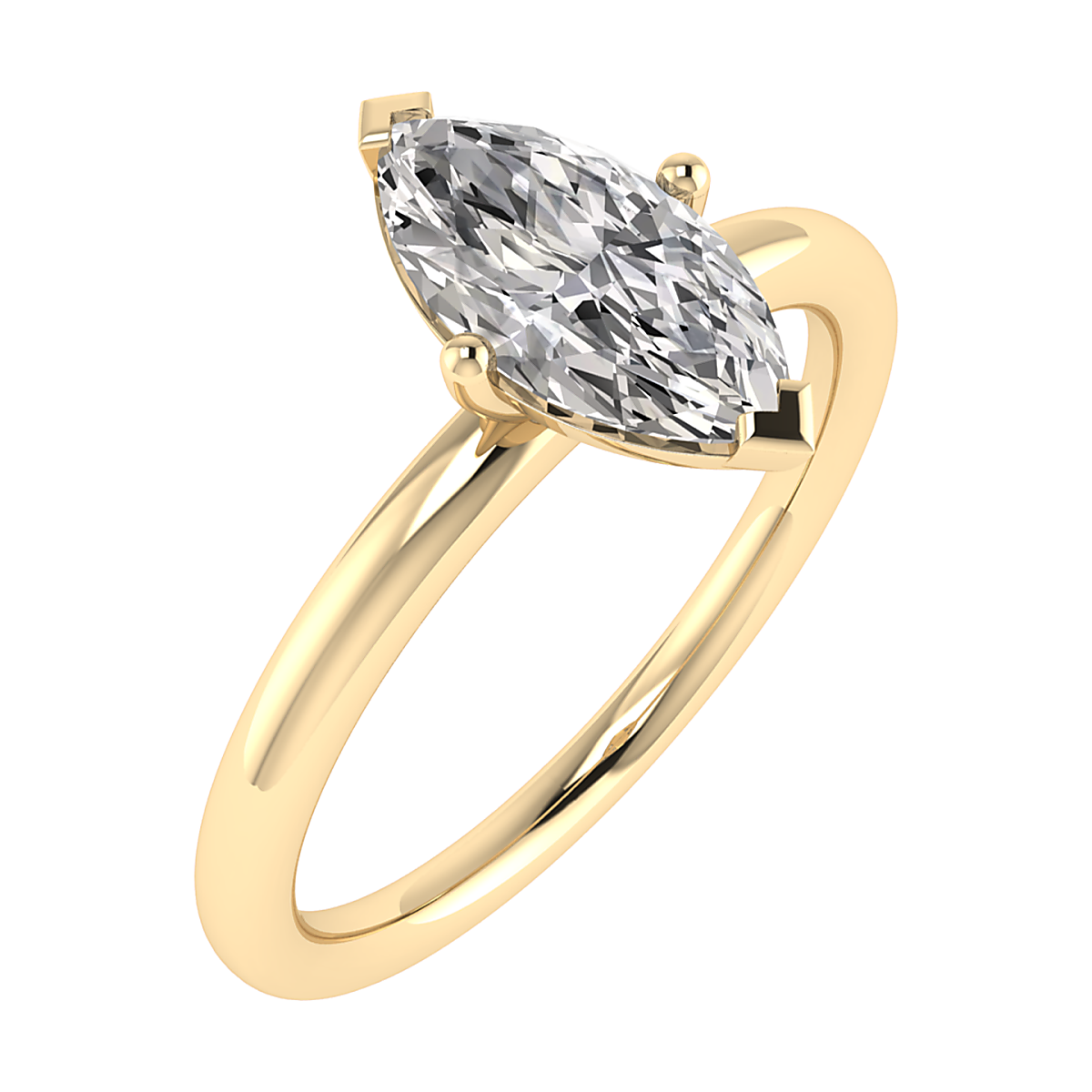 Marquise 1.07ct F VS2 Diamond Engagement Ring | 18K Yellow Gold | IGI Certified