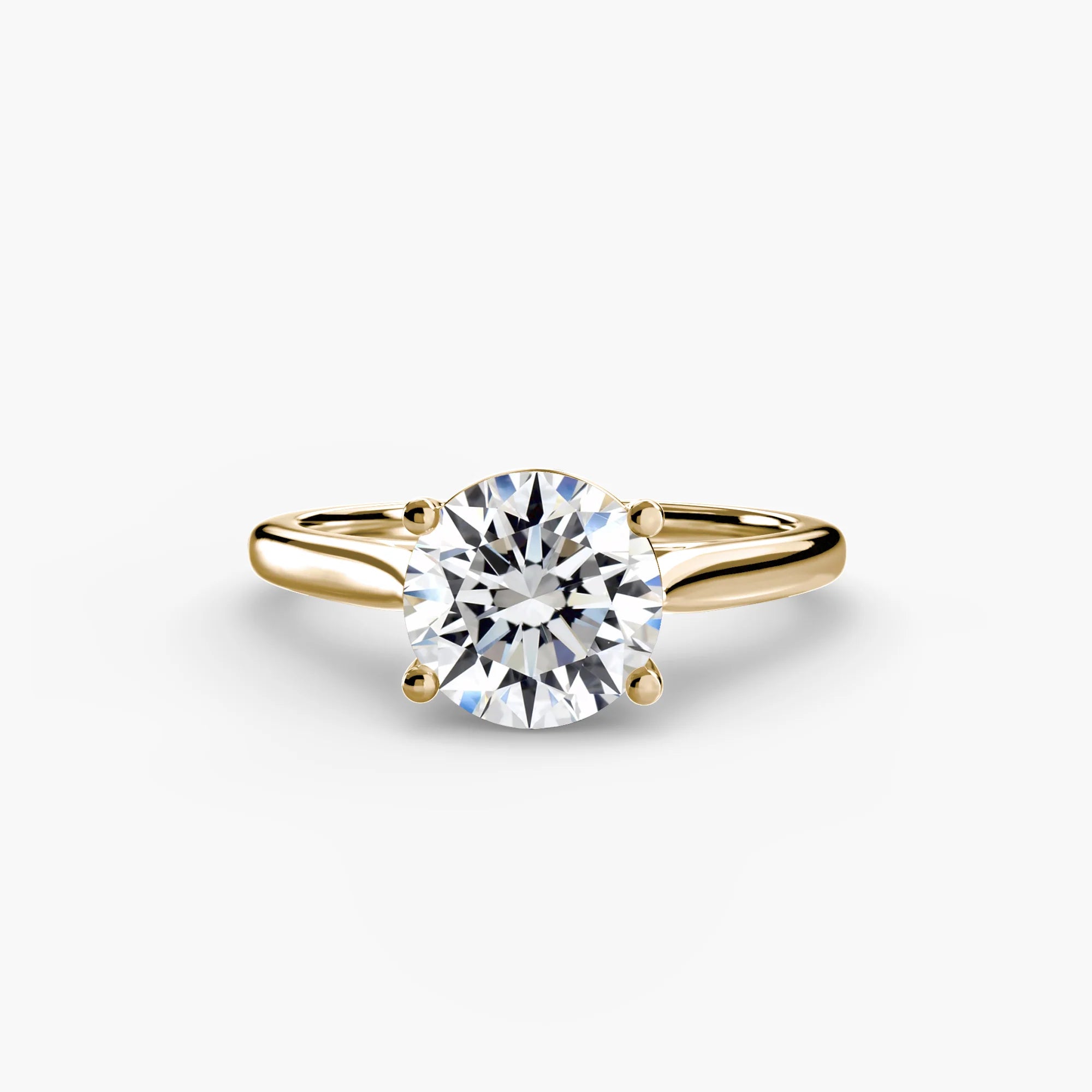 1 carat Natural round diamond in 18k yellow gold FVS2 GIA certified