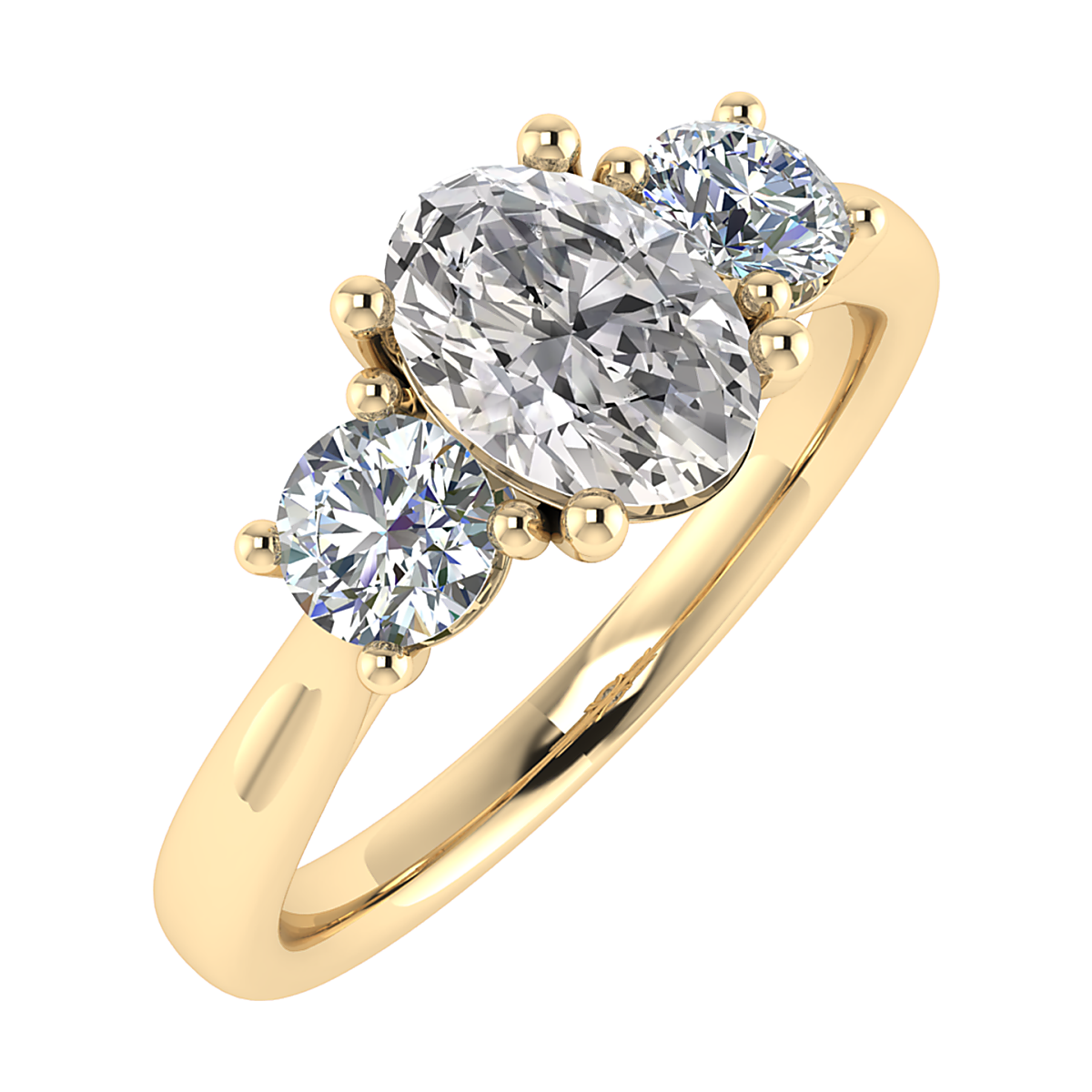 Trilogy Ring with Oval 4.01ct E VS1 | 18K Yellow Gold | IGI Certified