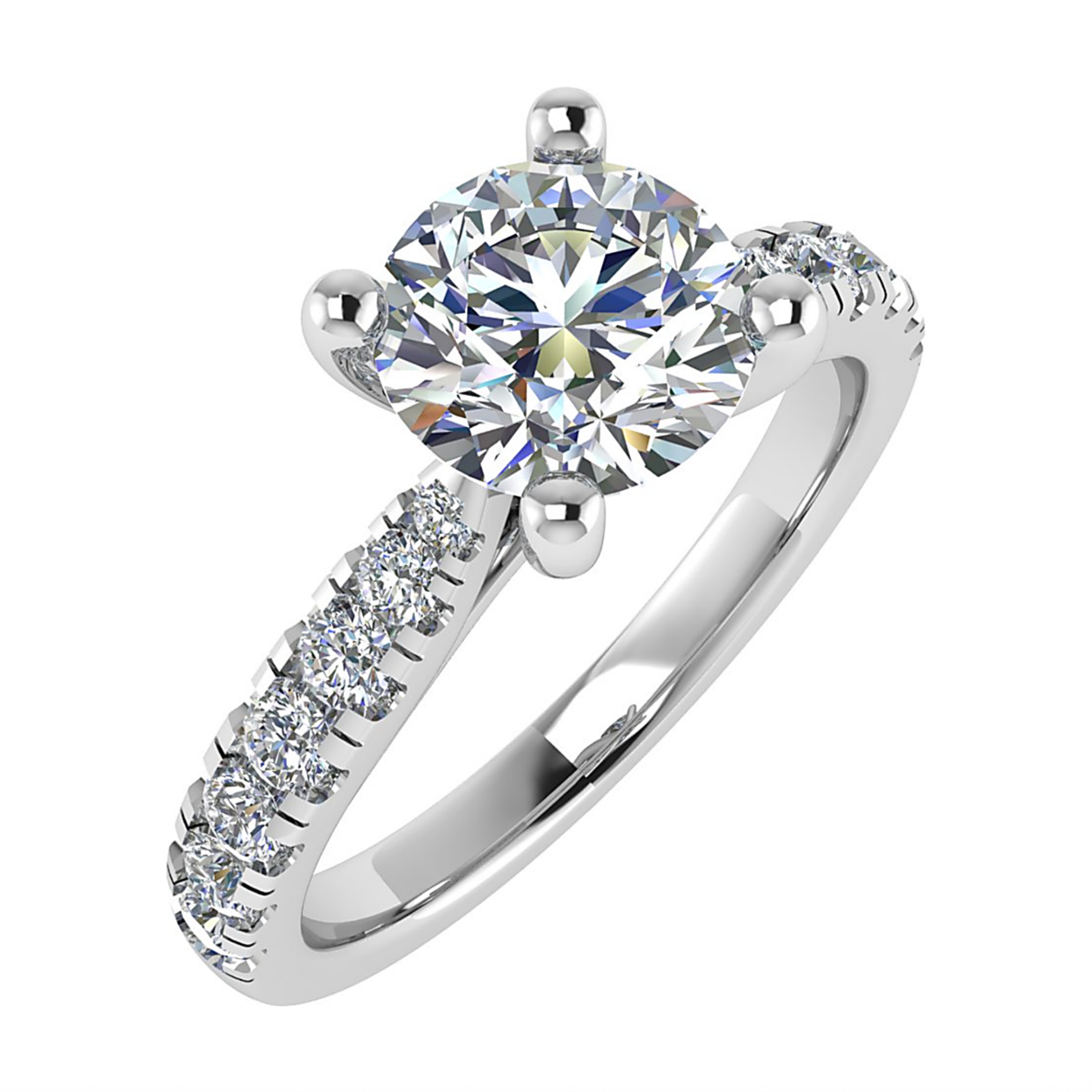 Round Pave 1.52ct E VS1 Diamond Engagement Ring | Platinum | IGI Certified
