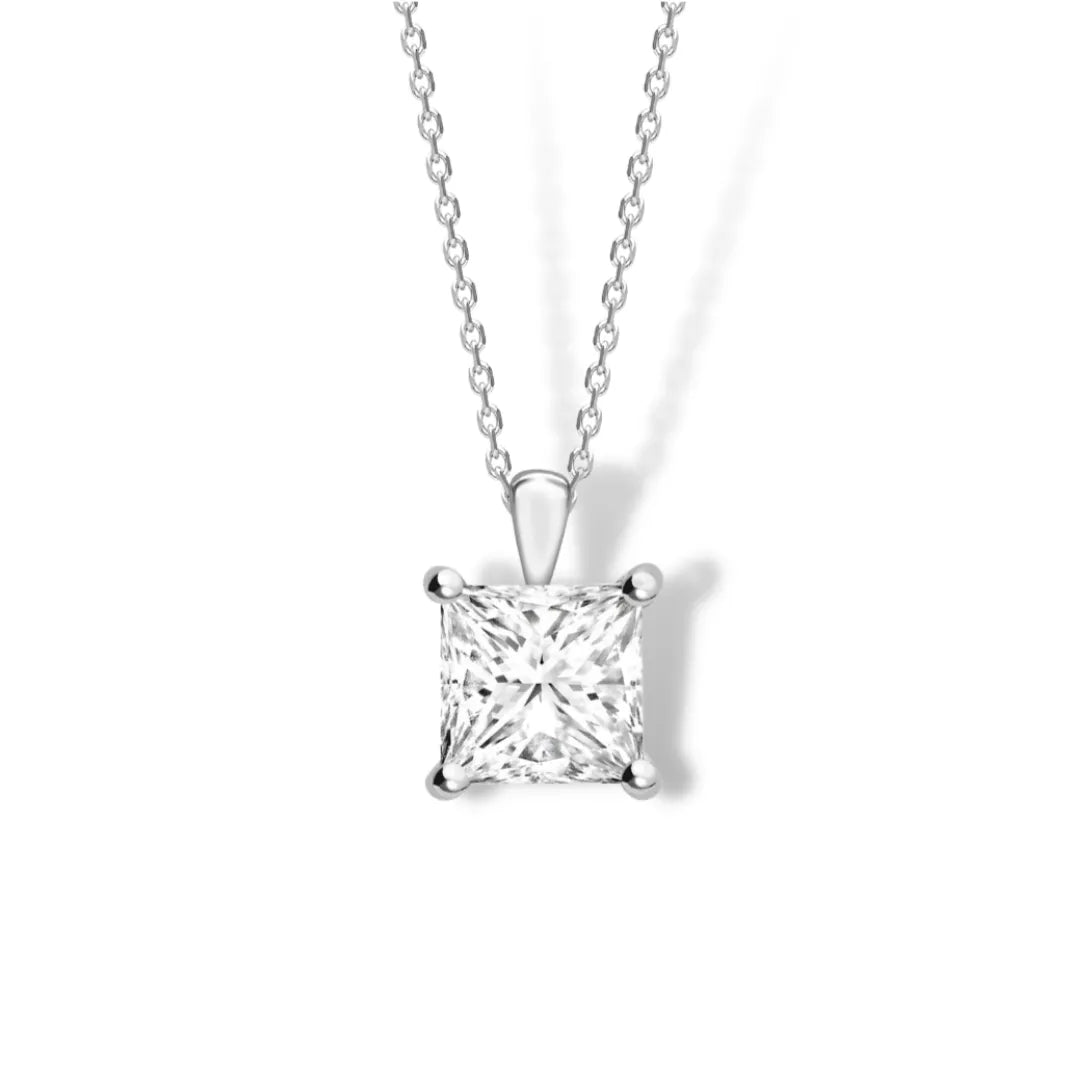 Princess Diamond Pendant 2.01ct F VS2 | 18K White Gold | IGI Certified