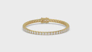 Classic 4 Prong Lab Grown Diamond Tennis Bracelet approx. 7 ct Yellow Gold video